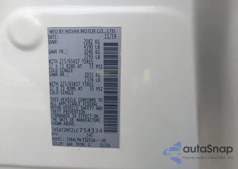 2020 Nissan Rogue S Fwd from USA, damaged, VIN 5N1AT2MT2LC754334
